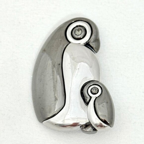 Vintage Liz Claiborne Mother & Baby Penguins Brooch - Picture 6 of 6